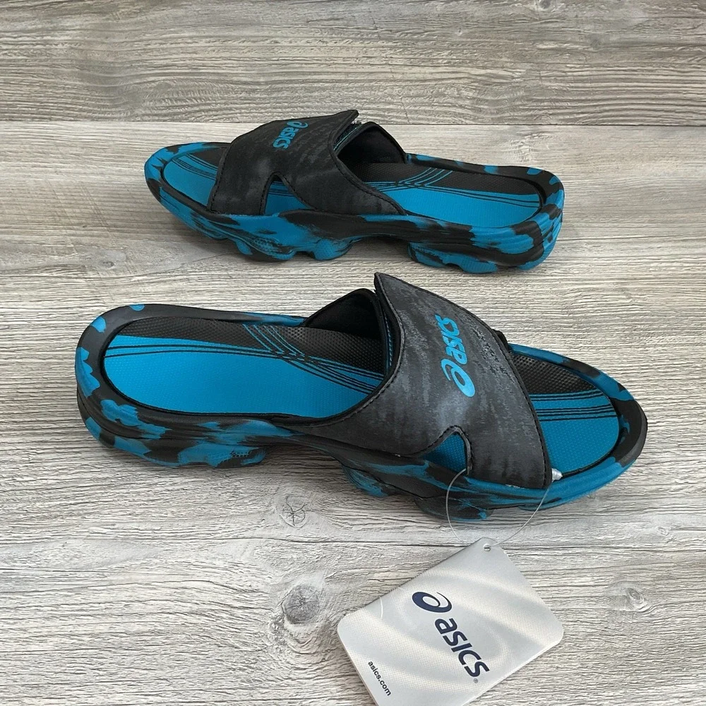 Asics Men's Lyashi Stability P210Y Electric Blue Sandals Size 7 US NEW